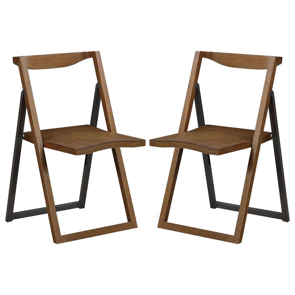 Boraam Industries Sydney Folding Chair in Chestnut Wire-Brush (Set of 2), , large