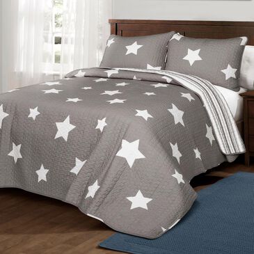 Triangle Home Fashions Star 3-Piece Full/Queen Quilt Set in Gray, , large