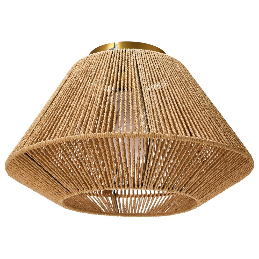 Creative Coop Lillian 1-Light Flush Mount with Natural Paper Rope Shade in Brushed Gold, , large