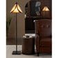 LumiSource Ren Floor Lamp with Brown and Cream Glass Shade in Oil Rubbed Bronze, , large