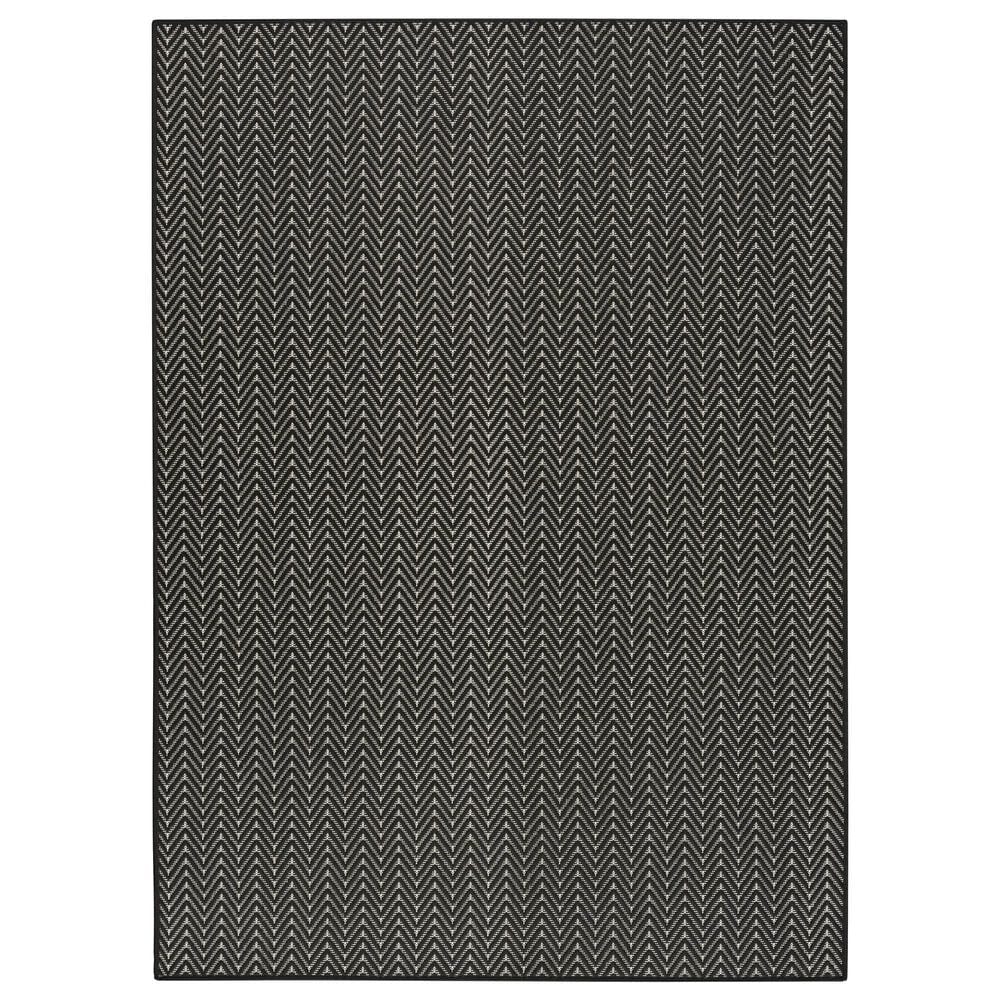 Nourison Horizon HOZ02 Black 5" x 7" Indoor/Outdoor Area Rug, , large