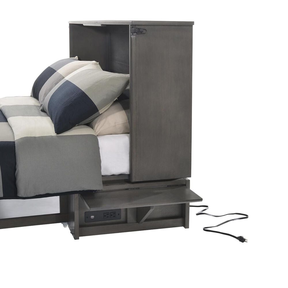New Day Furniture Sagebrush Murphy Cabinet Bed with Mattress in Stonewash Gray, , large
