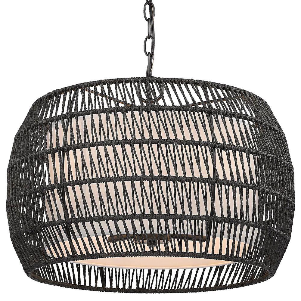 Golden Lighting Everly 4-Light Pendant in Black/ Matte Black Rattan, , large
