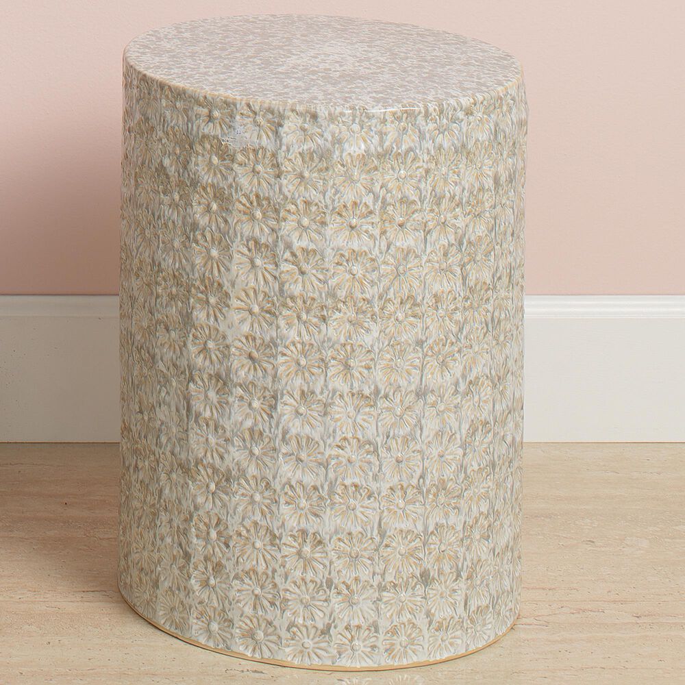 Splendor Living Wildflower Side Table in Cream and Grey, , large