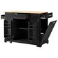 HOMLUX 47" Fluted Kitchen Island with Trash Can Storage Cabinet in Black and Natural, , large