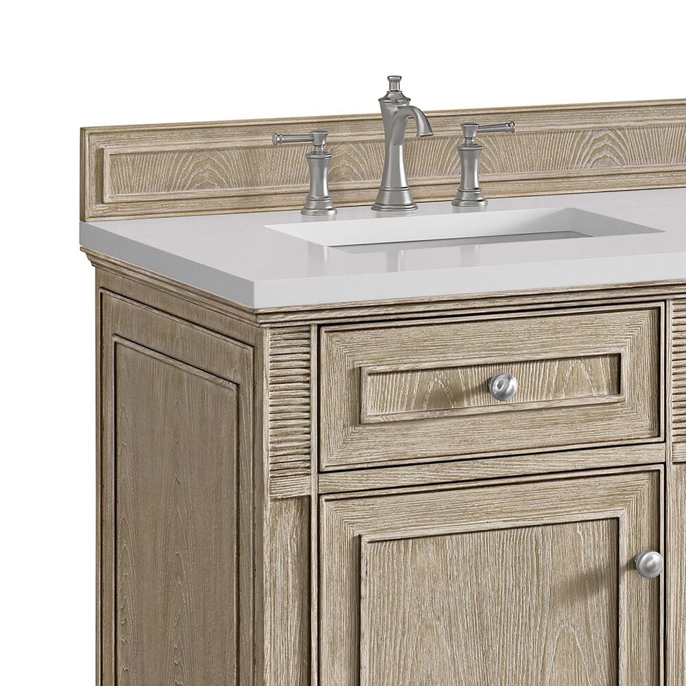James Martin Vanities Lorelai 60&quot; Double Vanity in Whitewashed Oak with 3 cm White Zeus Quartz Top, , large