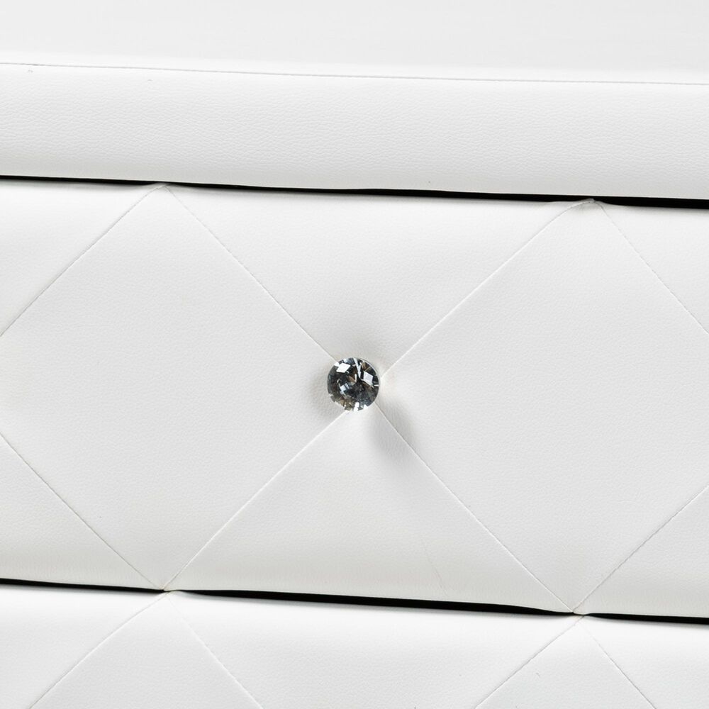 Baxton Studio Luminescence 6-Drawer Dresser with White Upholstered in Chrome, , large