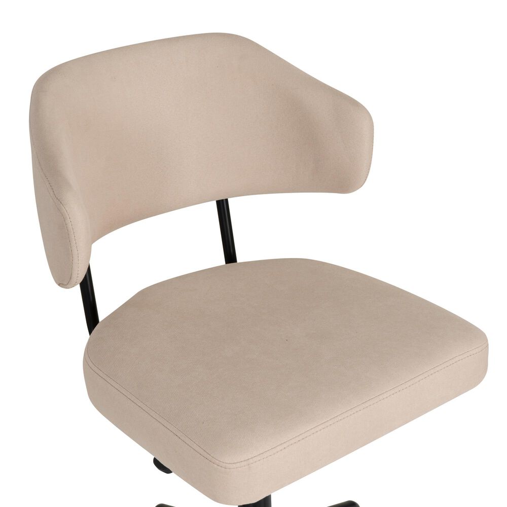 Linon Home Decor Tristan Swivel Office Chair with Beige Cushion in Black, , large