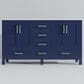 Lexora Home Jacques 60" Double Bathroom Vanity in Navy Blue with 2 cm White Carrara Marble Top and Rectangular Sinks, , large