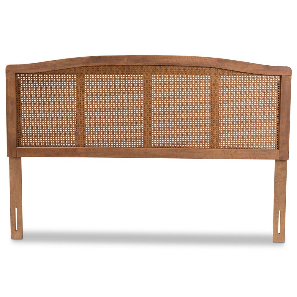 Baxton Studio Marieke Full Panel Headboard in Ash Walnut, , large