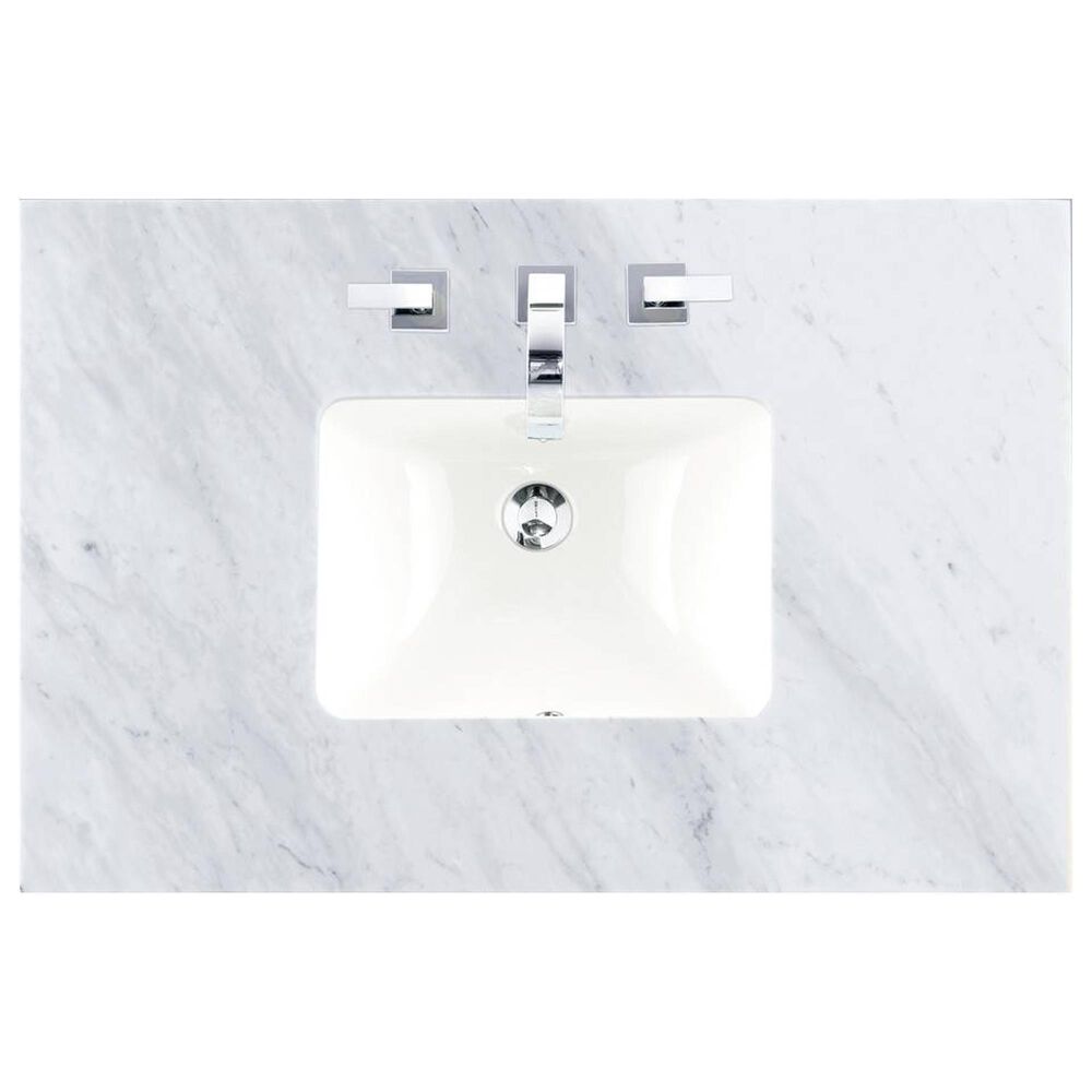 James Martin Vanities Breckenridge 48" Single Bathroom Vanity in Smokey Celadon with 3 cm Carrara White Marble Top and Rectangular Sink, , large