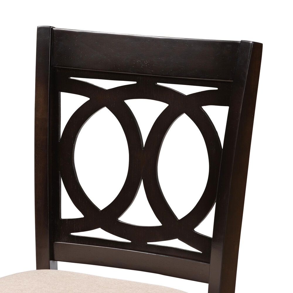 Baxton Studio Lenoir Counter Height Pub Chair with Sand Cushion in Espresso Brown (Set of 2), , large