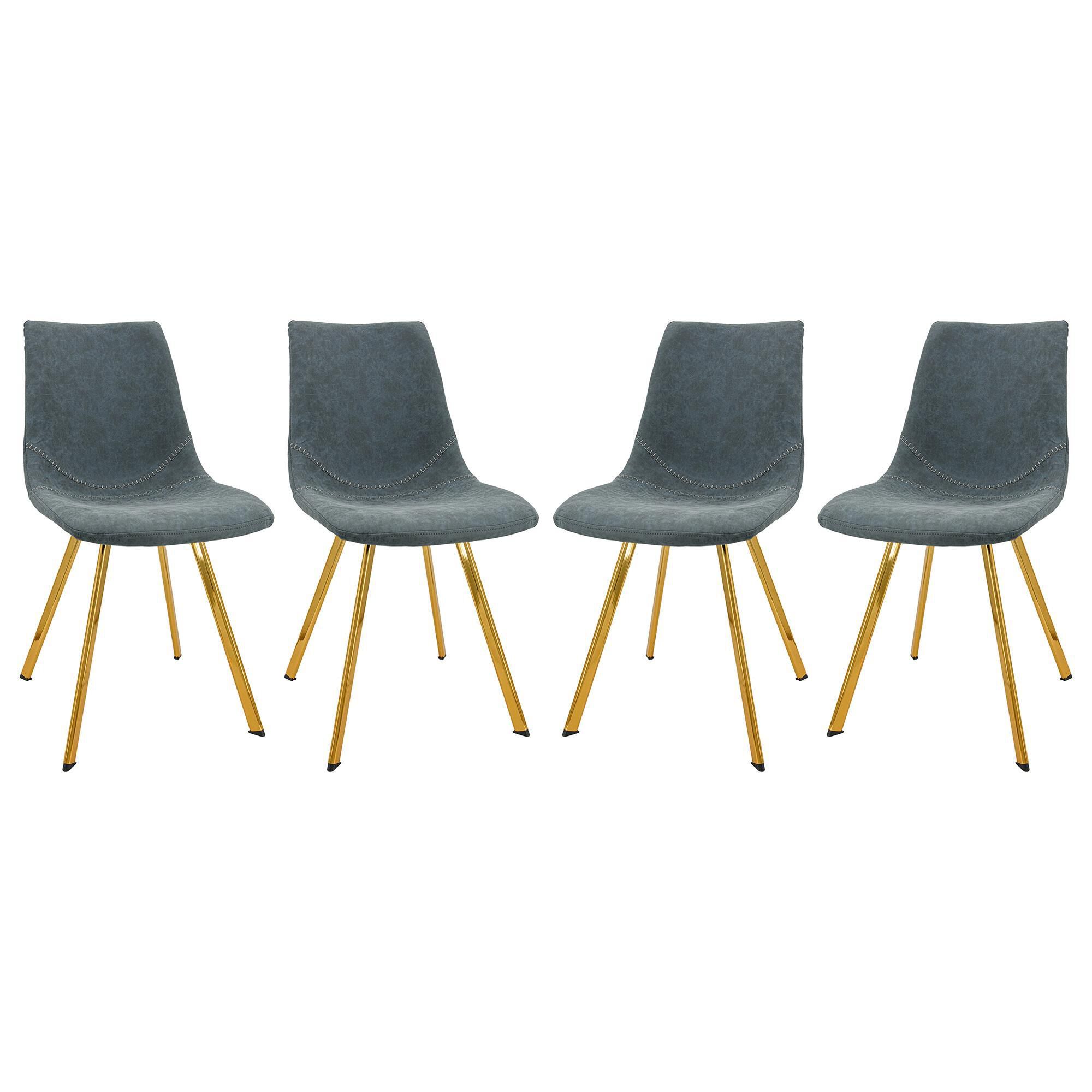 Leisuremod Markley Side Chair with Gold Metal Legs in Peacock