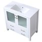 Lexora Home Volez 36" Single Bathroom Vanity in White with 2 cm White Ceramic Top and Rectangular Sink, , large