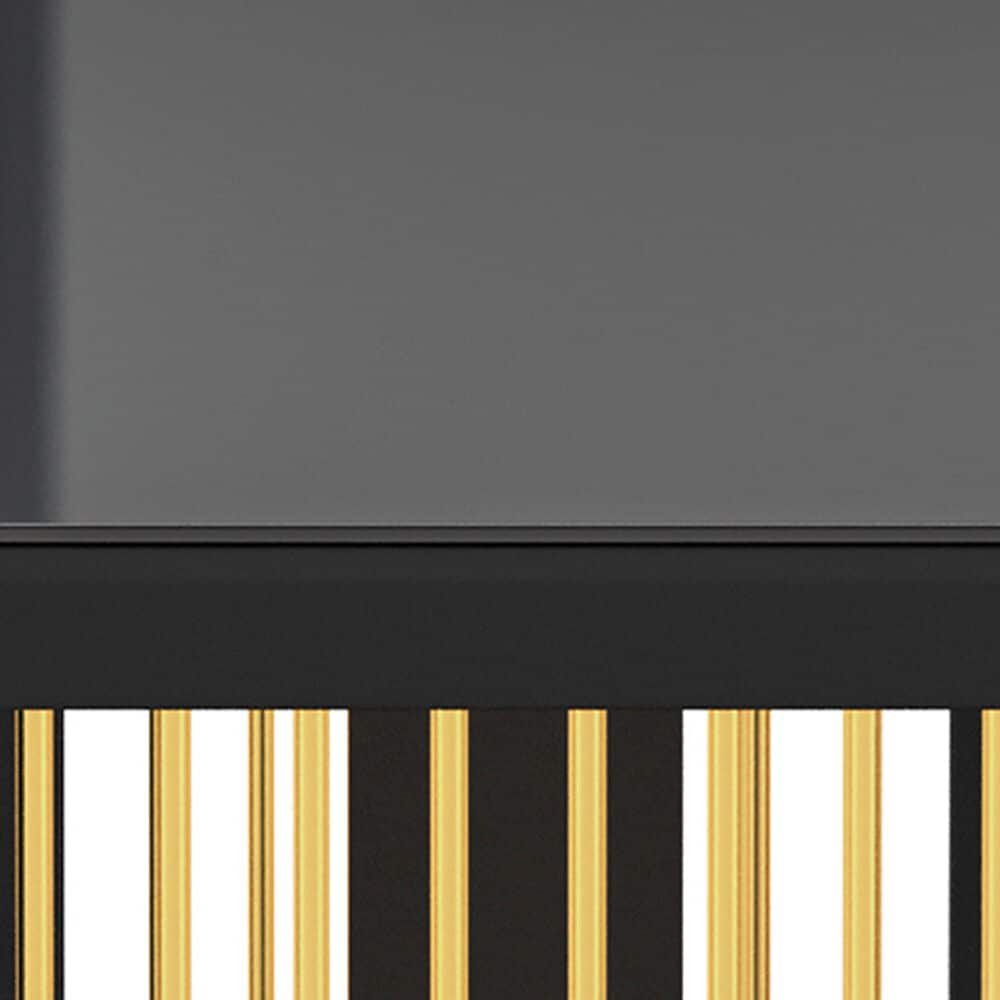 Rta Products Llc Modern Dining Table with Painted Glass Top in Black and Gold, , large