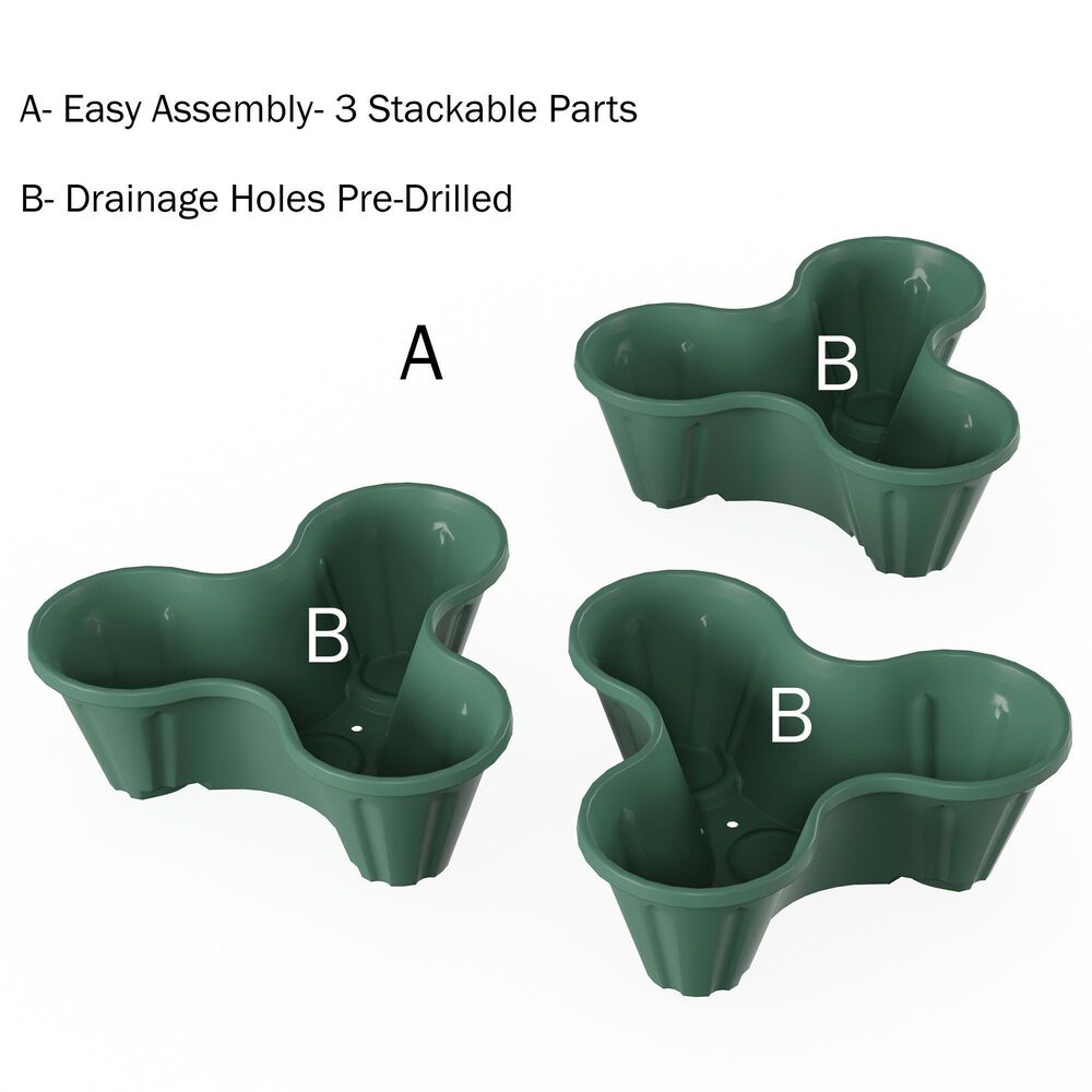 Timberlake 3-Tier Stacking Planter Tower in Hunter Green (Set of 3), , large