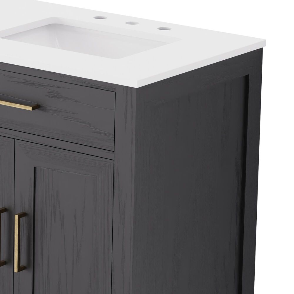 Lexora Home Abbey 72&quot; Double Bathroom Vanity in Black Oak with 2 cm White Cultured Marble Top and Rectangular Sinks, , large