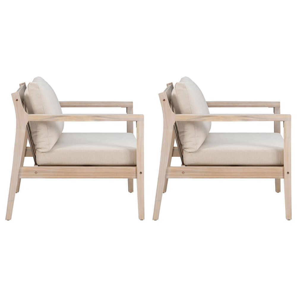 Linon Home Decor Teagon Patio Arm Chair in Beige (Set of 2), , large