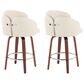 LumiSource Dahlia Swivel Counter Stool with Cream Faux Leather Upholstery in Walnut and Chrome (Set of 2), , large