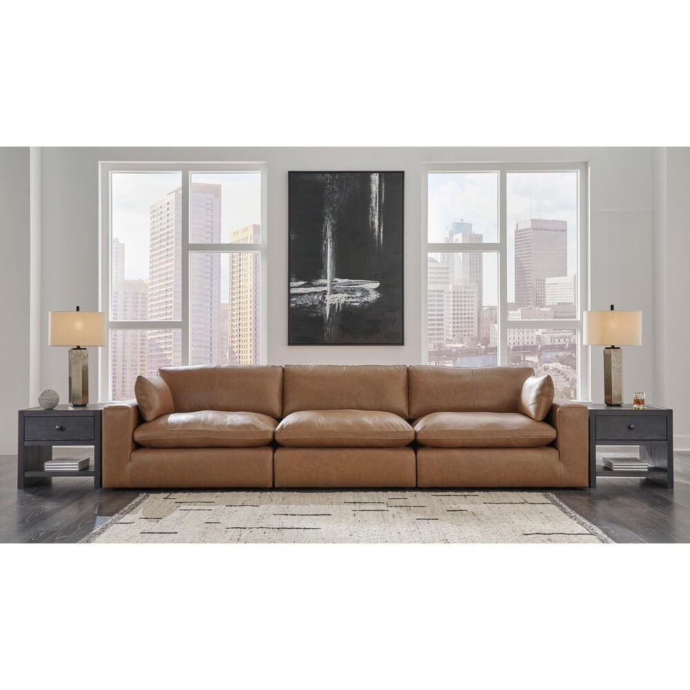Ashley Emilia 3-Piece Stationary Symmetrical Sectional Sofa in Caramel, , large