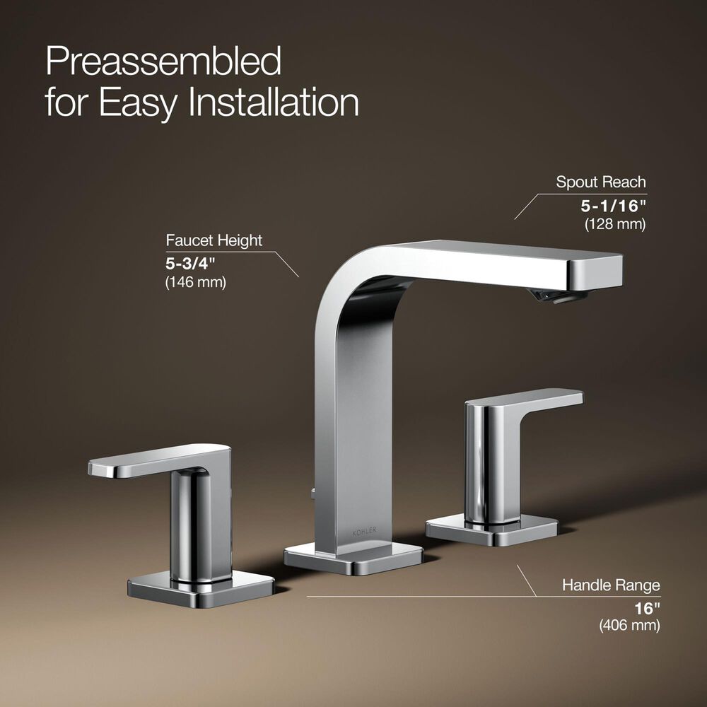 Kohler Parallel Widespread Bathroom Sink Faucet in Polished Chrome, , large