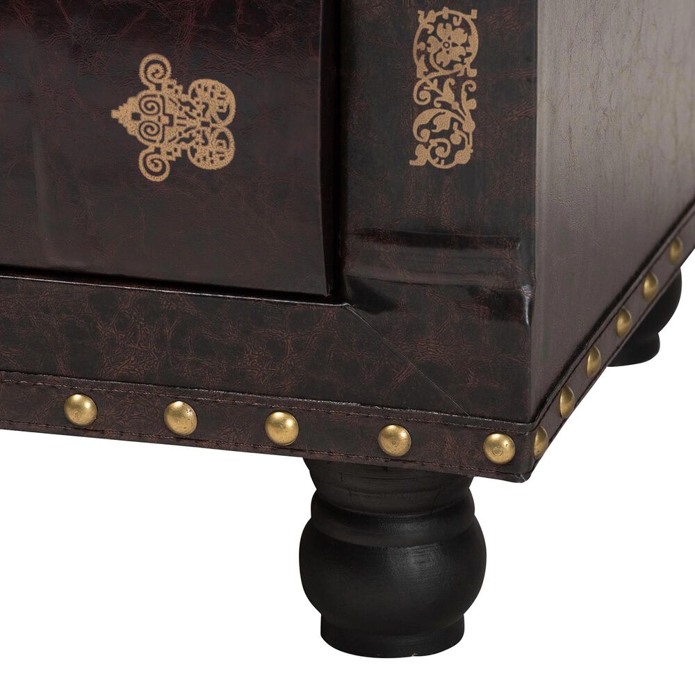 Baxton Studio Charlier Storage Ottoman with Book Spine Drawer in Dark Brown, , large