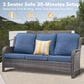 HOMLUX 3-Piece 72" Patio Sofa and Ottoman Set in Denim Blue, , large