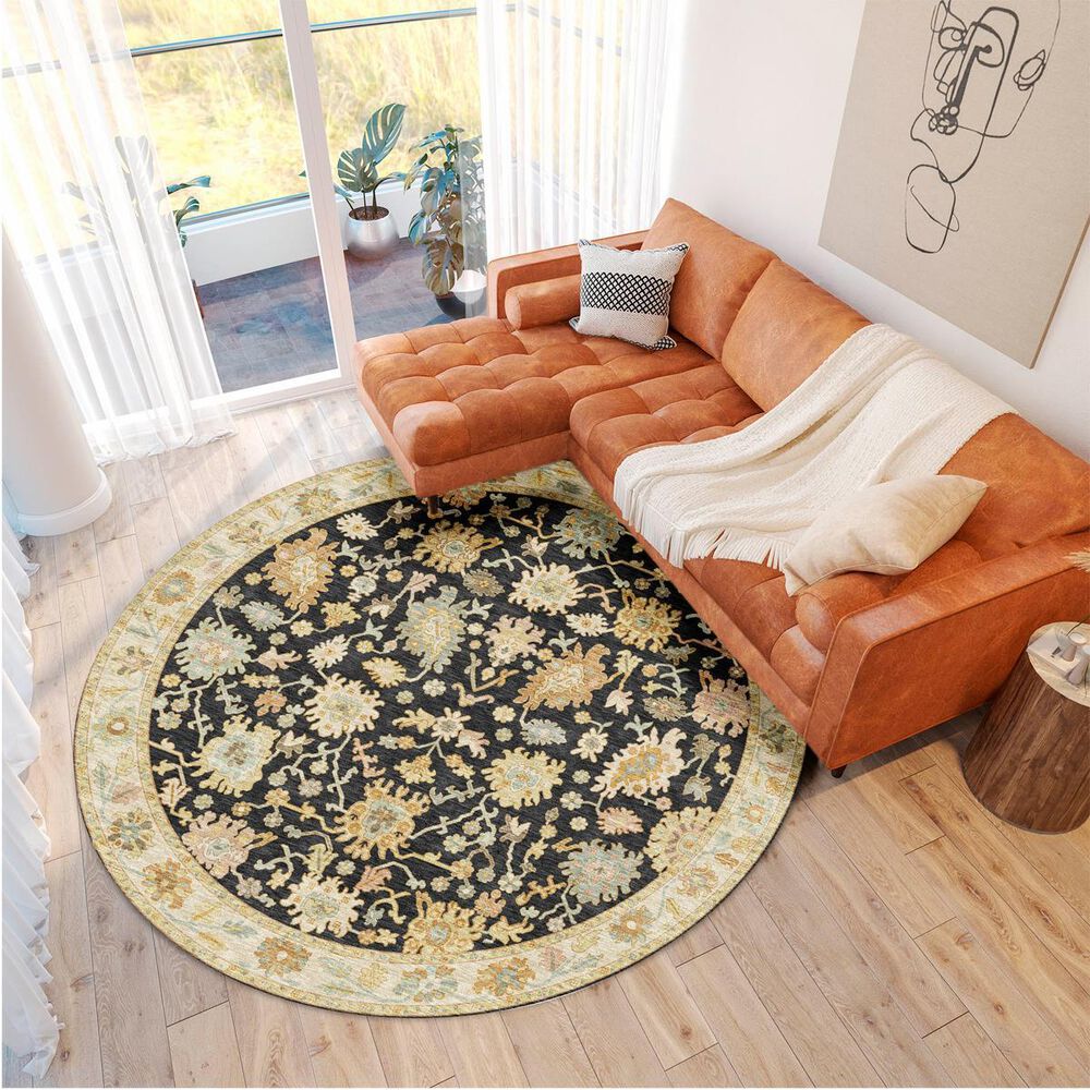 Dalyn Rug Company Hatay HY2 8&#39; Round Black Area Rug, , large
