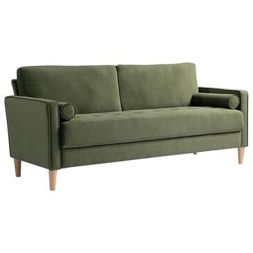 Lifestyle Solutions Langford Stationary Velvet Sofa in Olive, , large