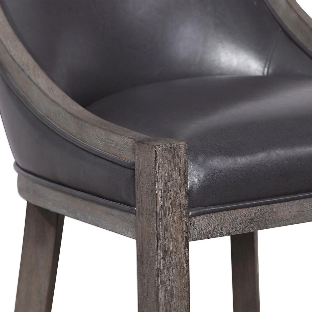 Uttermost Elowen 26&quot; Counter Stool in Black with Dark wood, , large