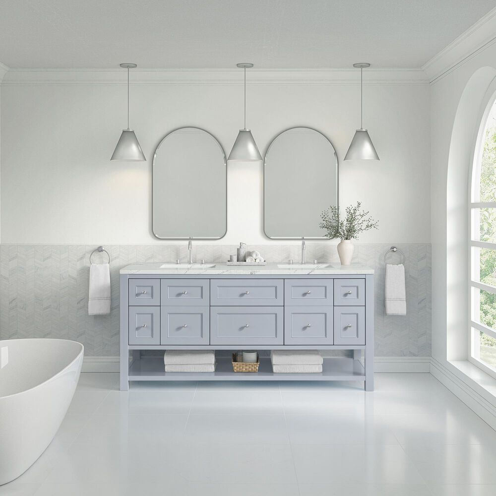 James Martin Vanities Breckenridge 72" Double Bathroom Vanity in Serenity Blue with 3 cm Ethereal Noctis Quartz Top and Rectangular Sinks, , large