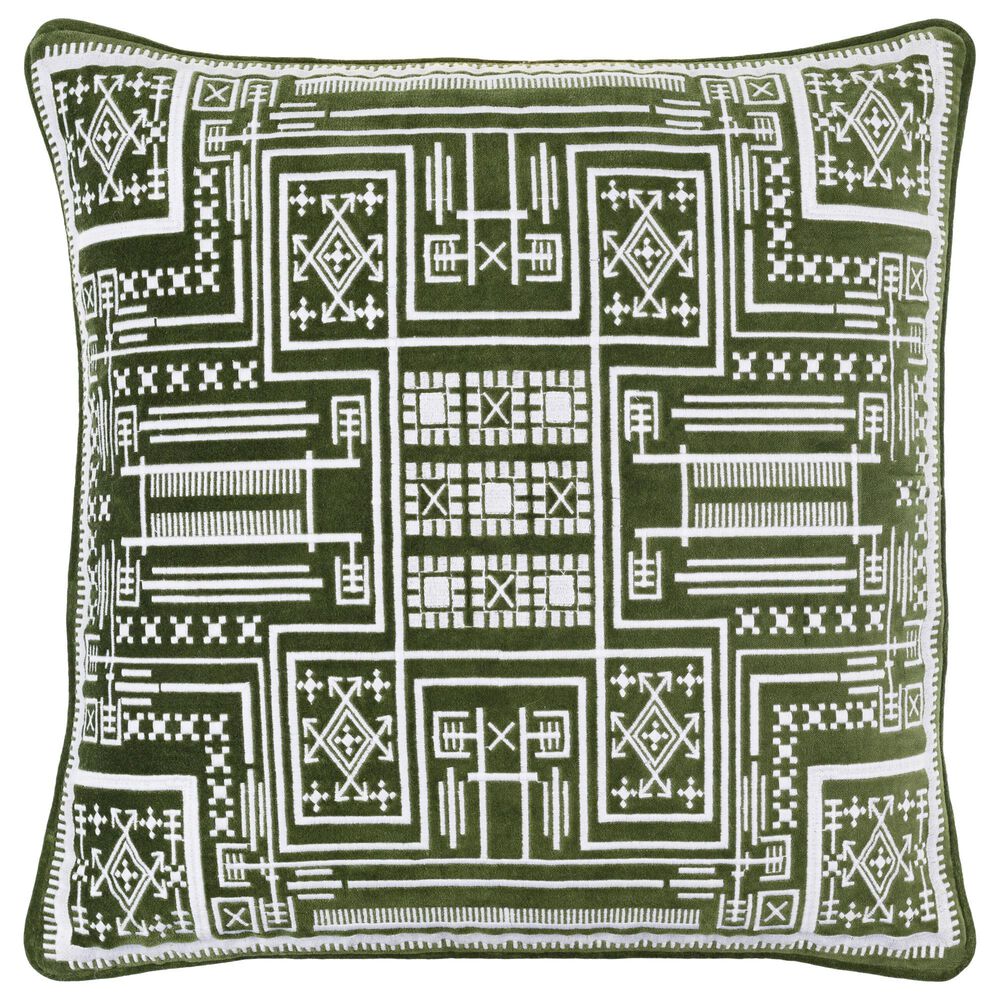 Surya Camaxtli 20" Square Throw Pillow in Medium Green, , large