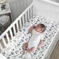 Lambs and Ivy Baby Jungle Animals Fitted Crib Sheet in Gray, White and Taupe, , large