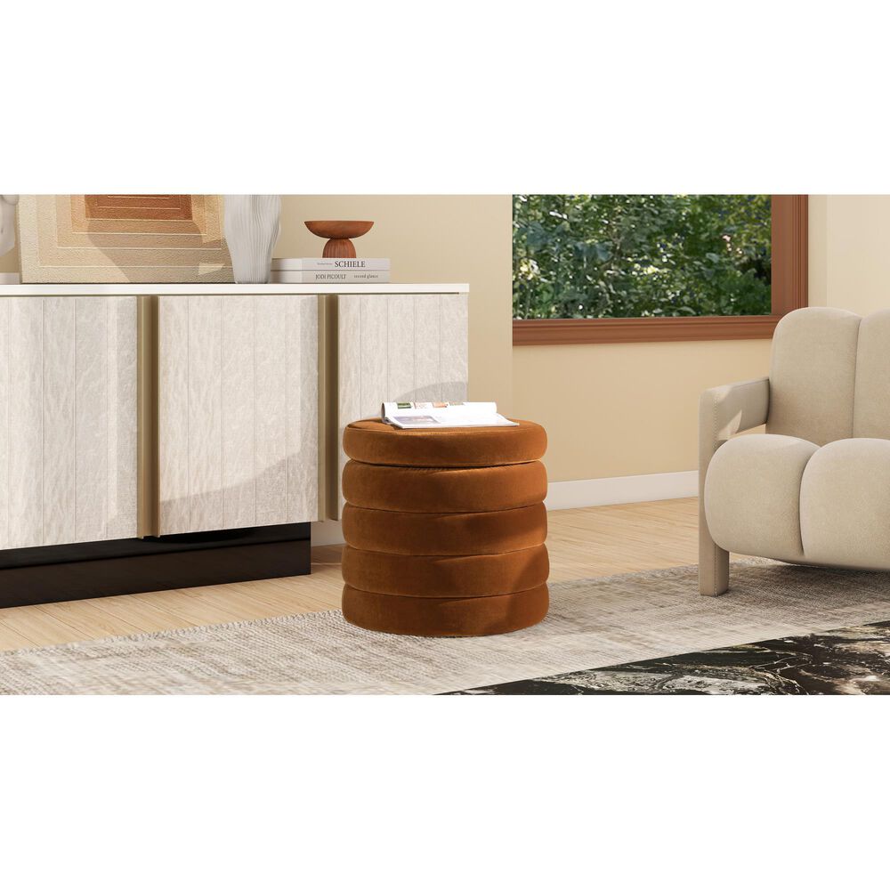 Jennifer Taylor Home Fuji Storage Ottoman in Burnt Orange, , large