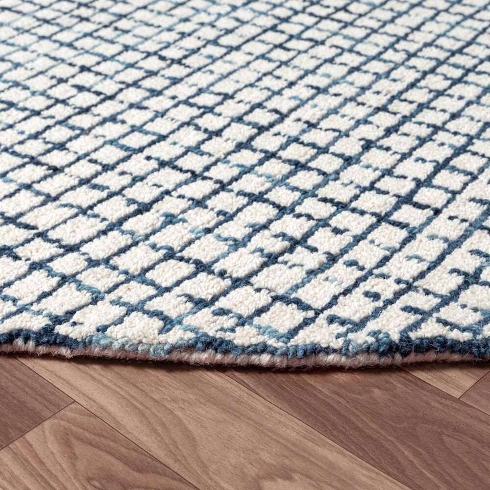 L&amp;R Resources Criss Cross Navy and Ivory 8&#39; Round Area Rug, , large