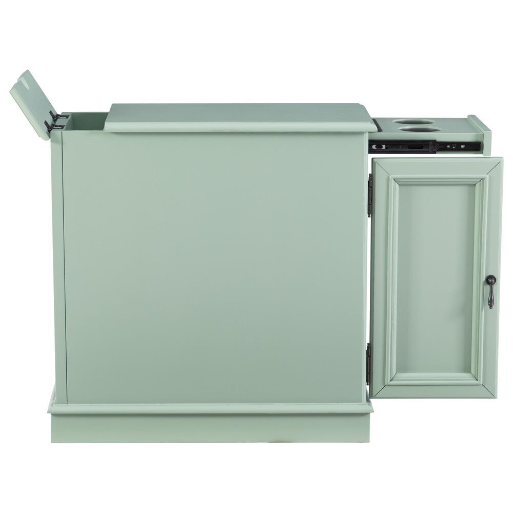 Linon Home Decor Barron Accent Table with USB Charging Station in Aqua, , large