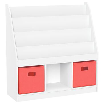 RiverRidge Home 3-Cubby Kid Book Rack with 2-Coral Bin in White, , large