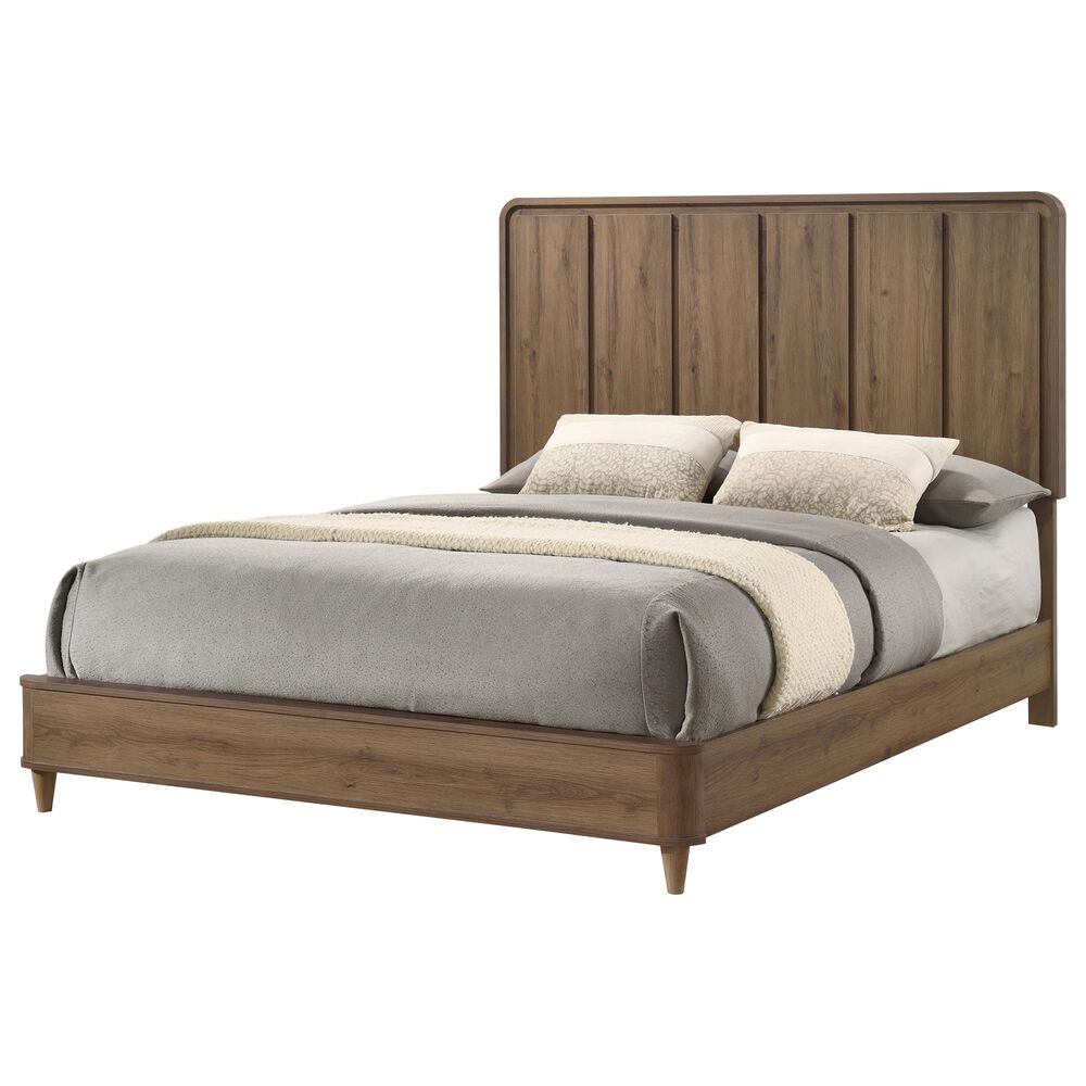 Crown Mark Nyomi 5 Piece King Panel Bedroom Set in Light Brown with USB Ports, , large