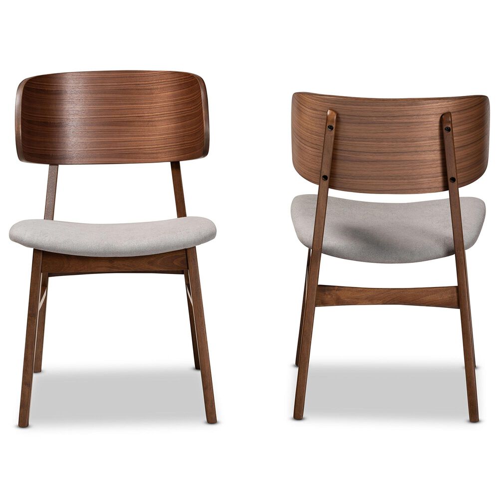 Baxton Studio Alston Side Chair with Grey Cushion in Walnut Brown (Set of 2), , large