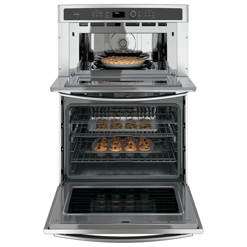GE Profile 2- Piece Kitchen Bundle with a 30" Gas Cooktop and a 30" Built-In Combination Microwave/Wall Oven in Stainless Steel, , large
