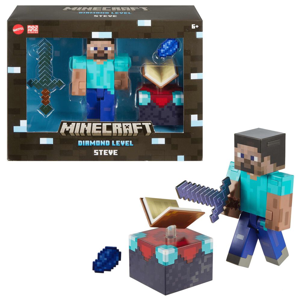 Mattel Minecraft Diamond Level Steve Action Figure with Enchanted Sword, , large