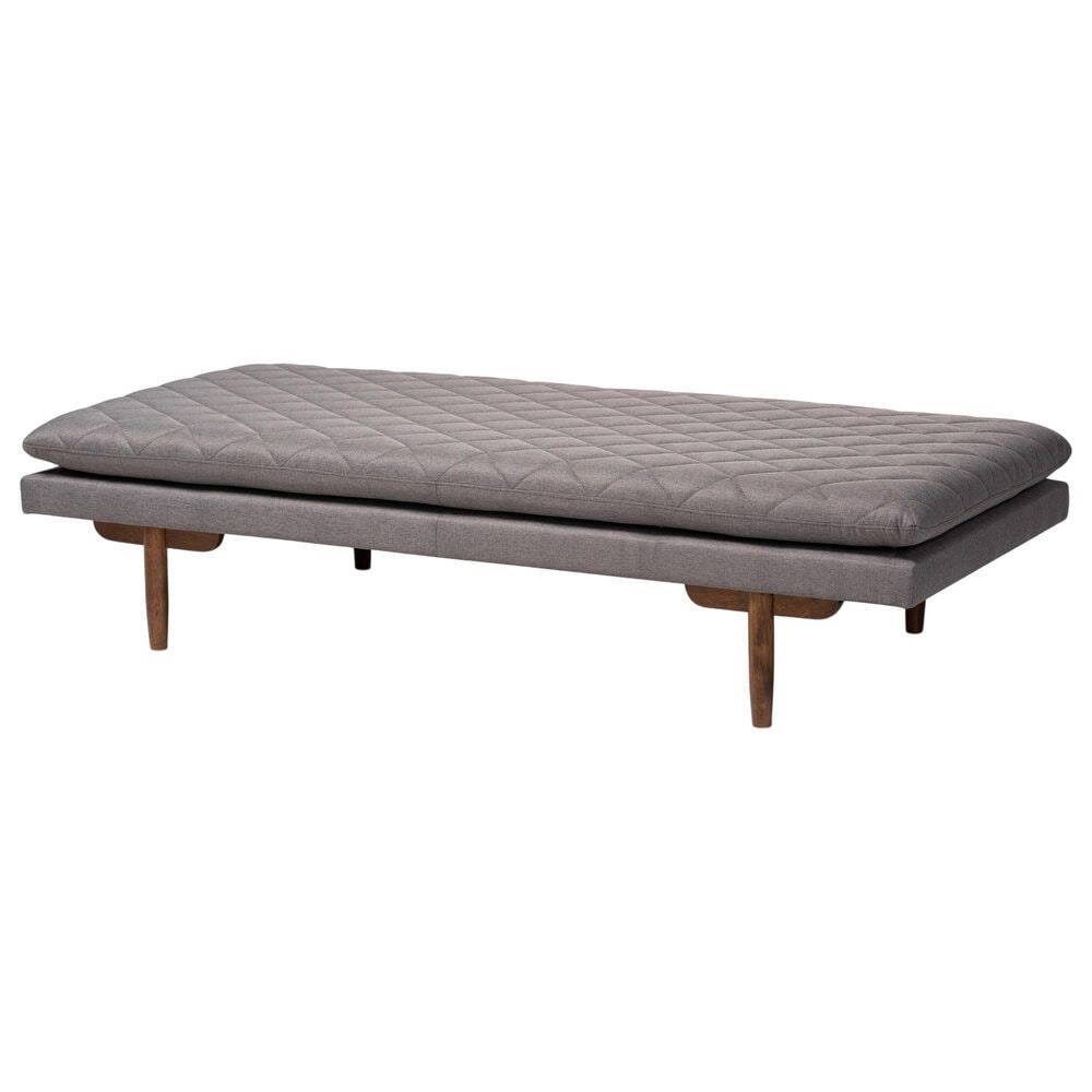 Baxton Studio Marit Twin Daybed with Grey Upholstered in Walnut, , large
