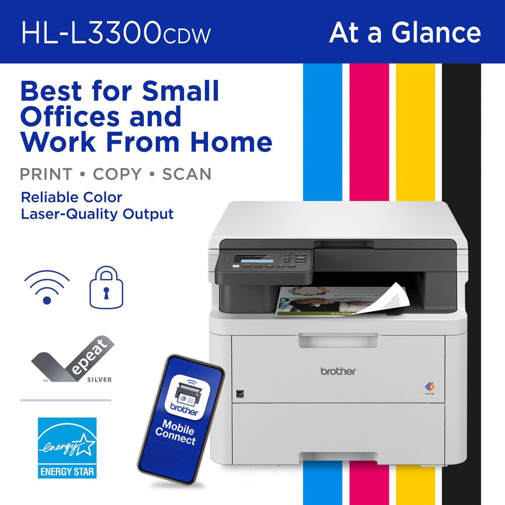 Brother HL-L3300CDW Wireless Digital Color Multi-Function Printer, , large
