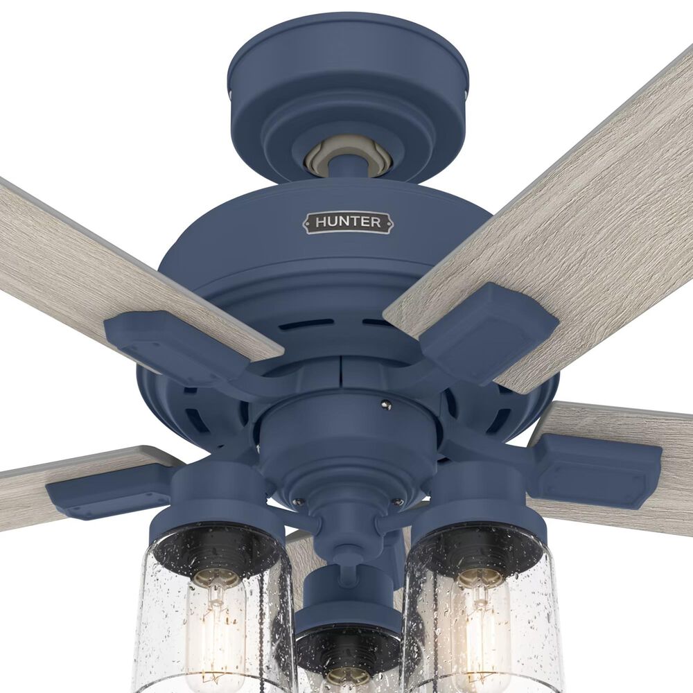 Hunter Hartland 44&quot; Ceiling Fan with LED Lights in Indigo Blue, , large
