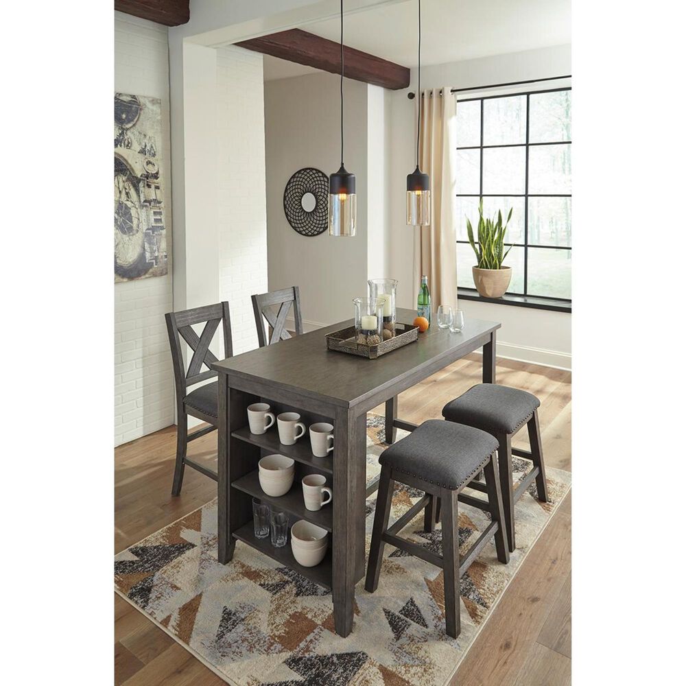 Signature Design by Ashley Caitbrook 5-Piece Counter Height Dining Table Set in Antiqued Gray Wash, , large
