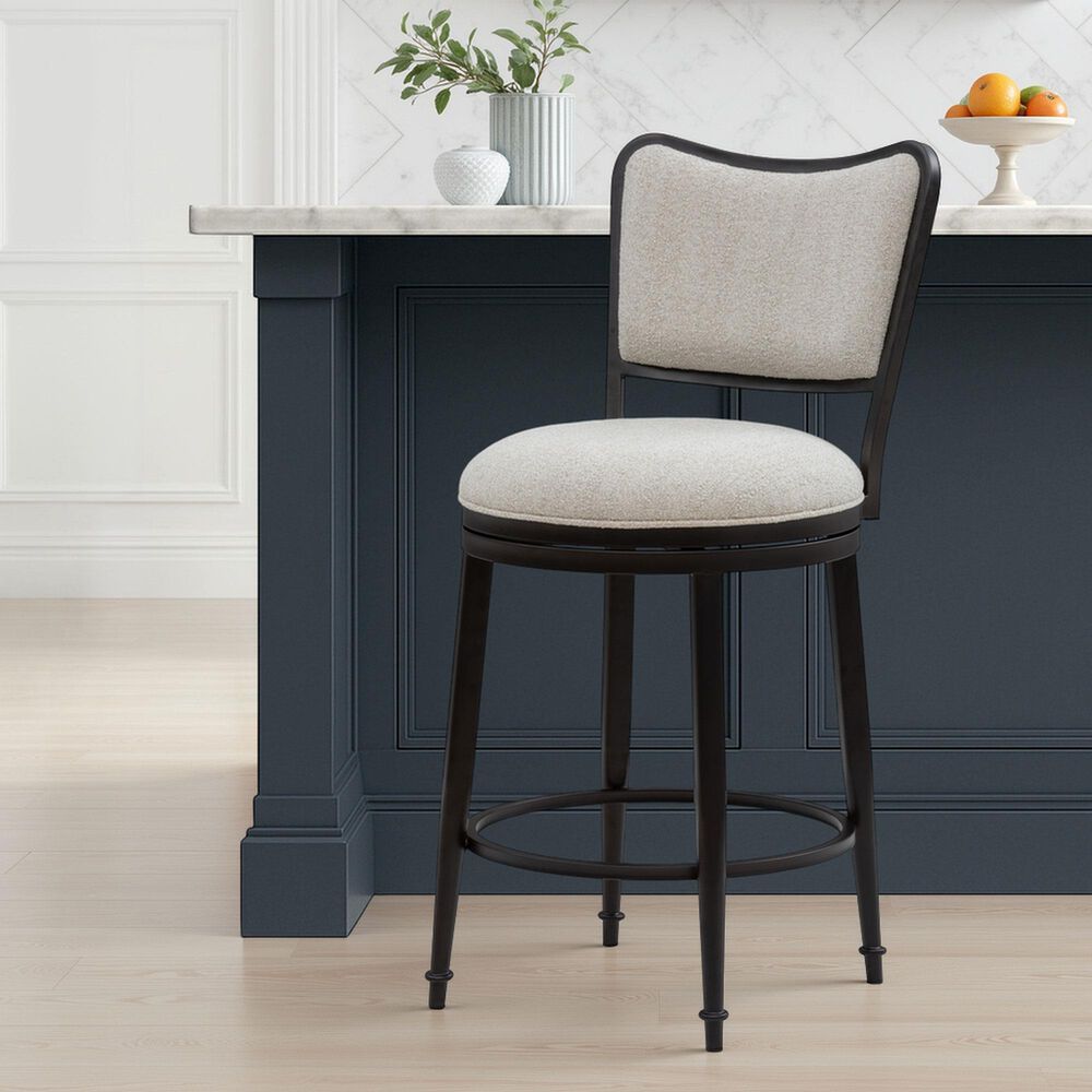 Armen Living Baxter Swivel Counter Height Stool in Cream, , large