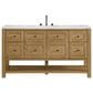 James Martin Vanities Breckenridge 60" Single Bathroom Vanity in Light Natural Oak with 3 cm Arctic Fall Solid Surface Top and Rectangular Sink, , large