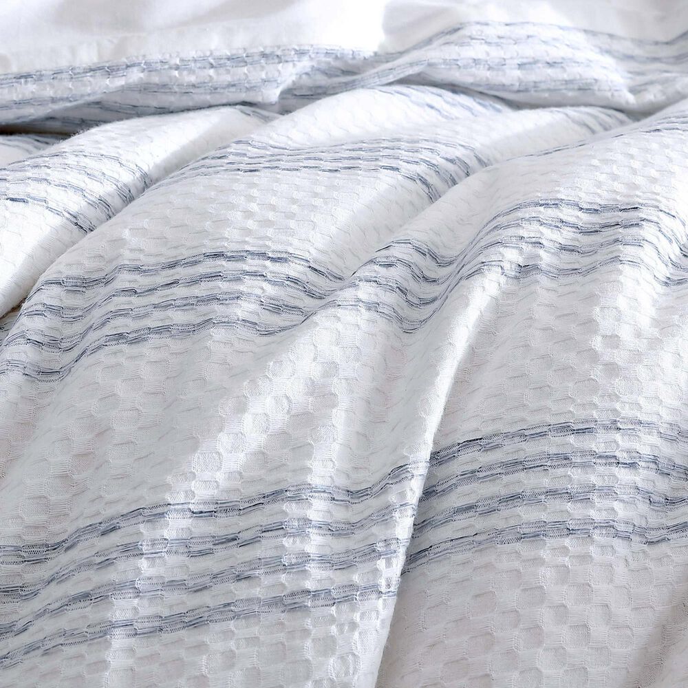 Hallmart Collectibles Charlie Waffle 3-Piece Queen Comforter Set in White and Navy, , large