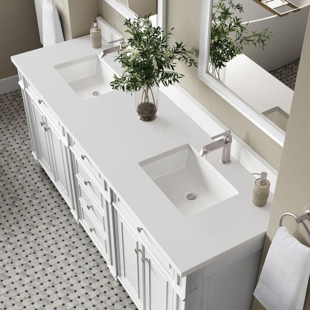 James Martin Bristol 72" Double Bathroom Vanity Cabinet in Bright White, , large