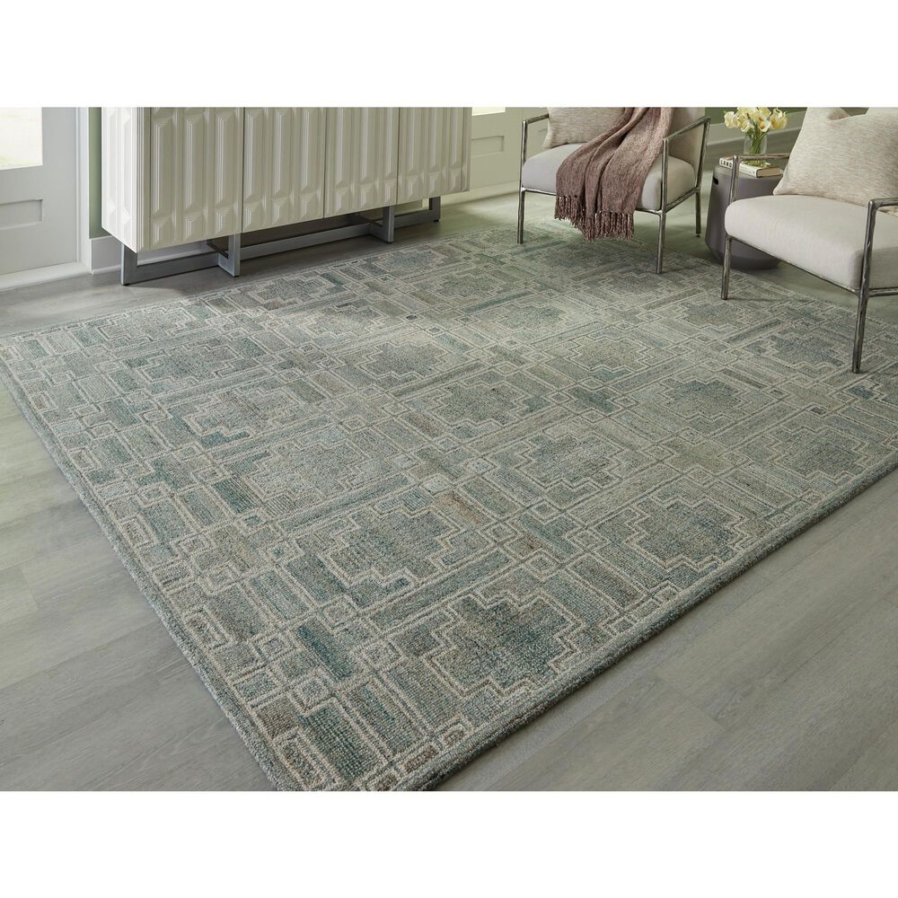 Ashley Jossland 8&#39; x 10&#39; Green and Ivory Area Rug, , large